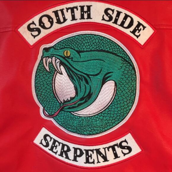 Riverdale Vegan Leather Red Moto Jacket -South Side Serpents - Picture 3 of 5